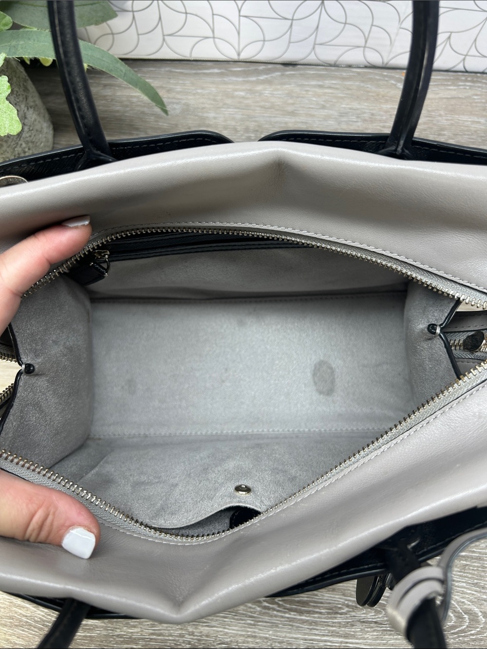 8554 Kate Spade black gray Spencer satchel 270968554 - Picture 4 of 14